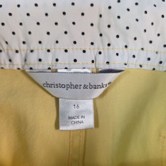 Christopher & Banks Capri Pants Women's size 16 Denim Button Details Yellow - Picture 10 of 11